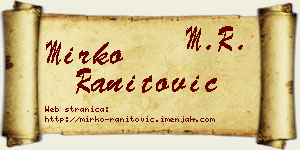 Mirko Ranitović vizit kartica